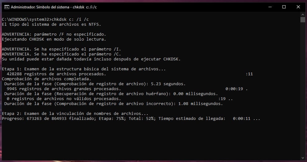 Qué hacer cuando CHKDSK queda atascado en un porcentaje 6 chkdsk 6