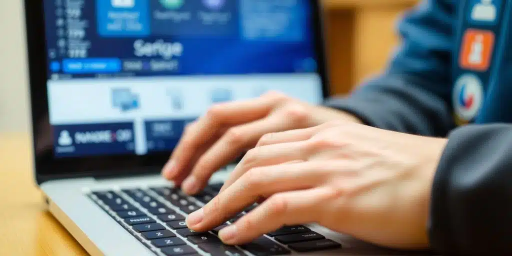 Persona descarga certificado electrónico en computadora portátil.