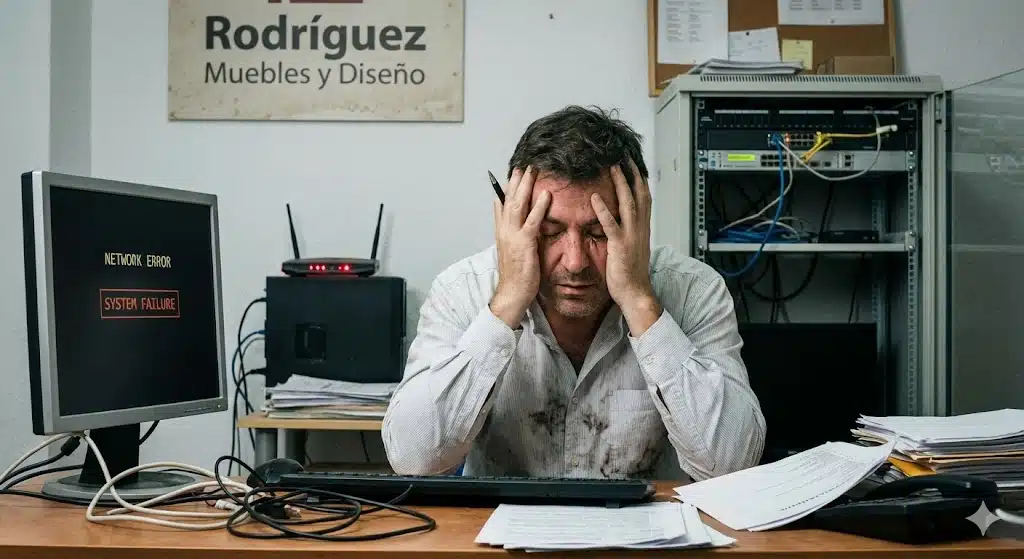 Dueño de PYME frustrado por fallas constantes en sistemas y red